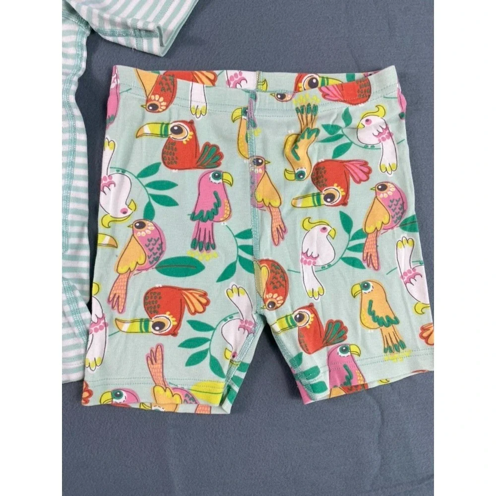 Hanna Andersoon Pajama Set Little Girl Sz 8 Y Bird Print Organic Cotton Summer
